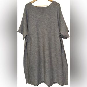COS 100% Wool Gray Ribbed Knit Cocoon Sweater Dress Oversized Minimalist Size M